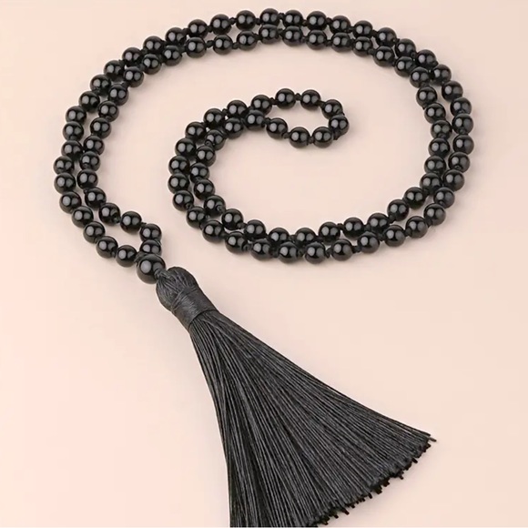 Earth Art hand crafted artisan Jewelry - Black Onyx Meditation Mala